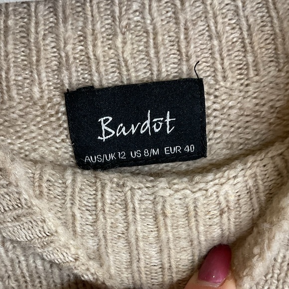 Bardot Cream Knit Sweater Dress w/ Bell Sleeves - Picture 4 of 9